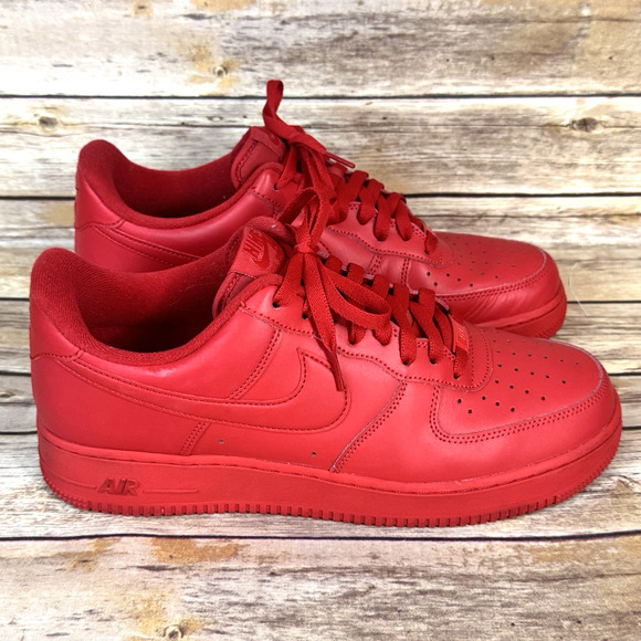 Nike Mens Air Force 1 Triple Red Low Top Sneaker Tennis Shoes Size 11